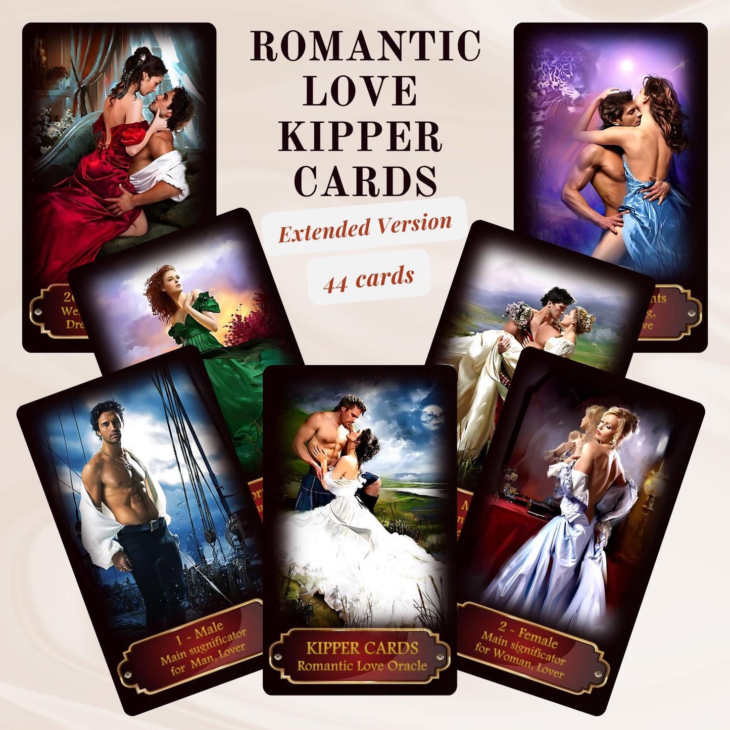 Cartes Kipper. Version étendue du jeu oracle. Oracle d'Amour Romantique.