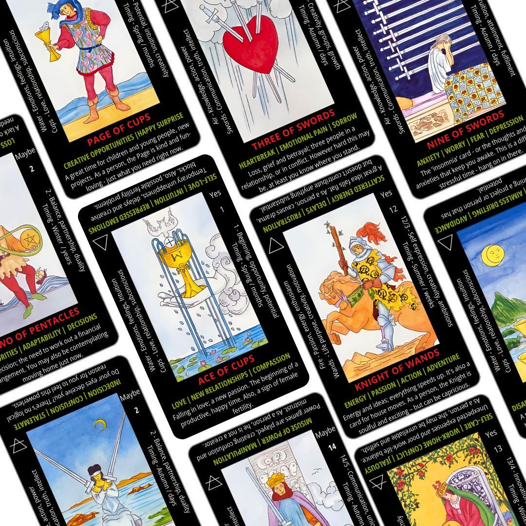Jeu de tarot Rider Waite pour débutants avec significations - Comprend un sac en velours et un livre numérique