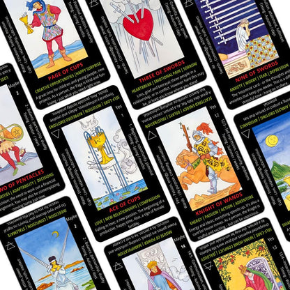 Beginner's Rider Waite Tarot Deck with Meanings - Includes Velvet Bag & Ebook