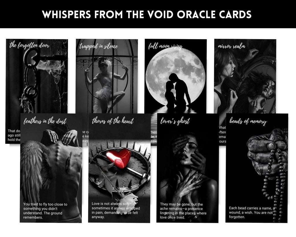 Whispers from the Void Oracle deck. Black and White oracle cards