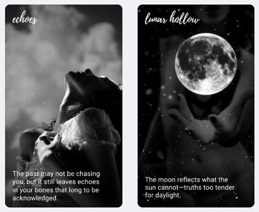 Whispers from the Void Oracle deck. Black and White oracle cards