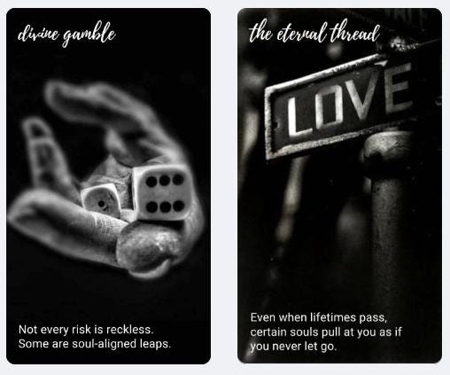 Whispers from the Void Oracle deck. Black and White oracle cards