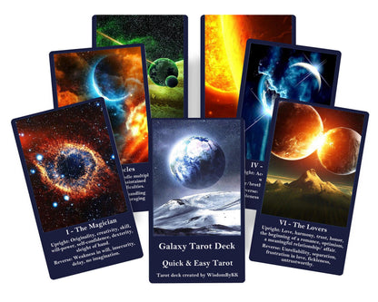 Galaxy Tarot Deck: Beginner-Friendly with Meanings + Velvet Bag