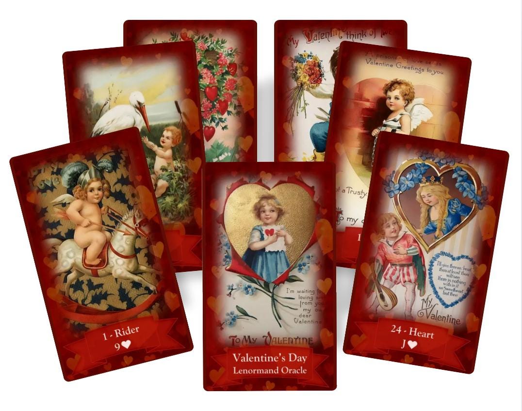 Valentine,s Day Lenormand oracle deck. Vintage cards