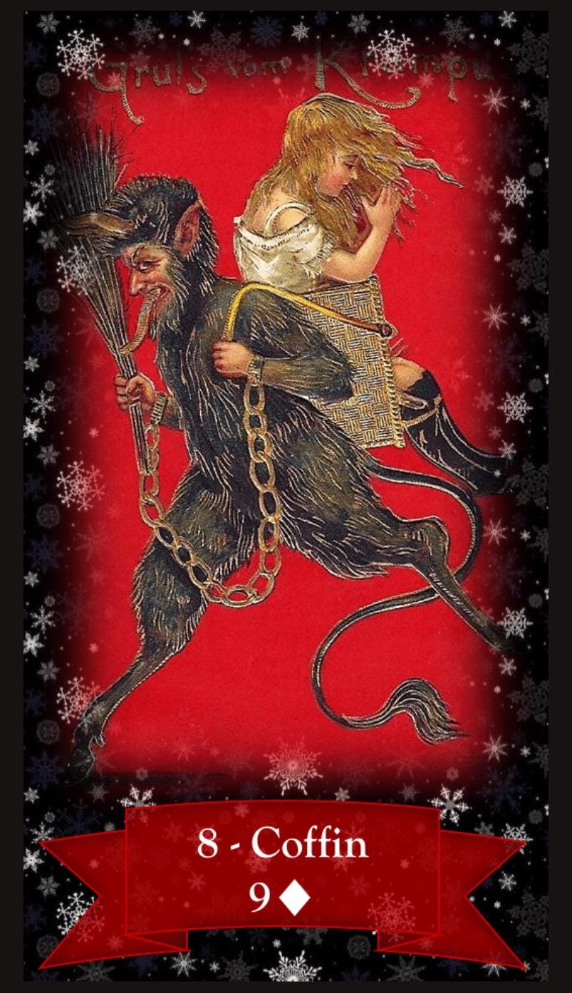 Christmas Lenormand cards oracle deck. Vintage fortune telling cards