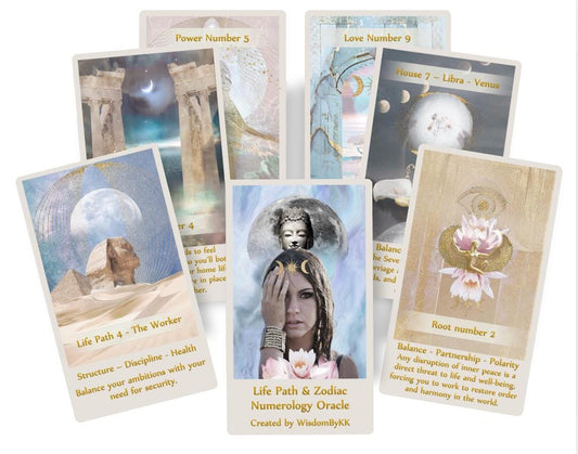 Jeu de cartes oracle de numérologie : Chemin de vie et zodiaque (100 cartes)