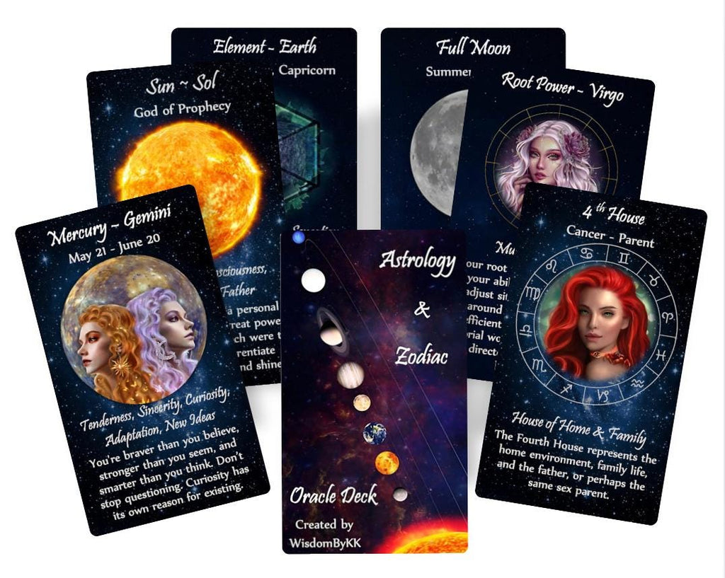 Astrology and Zodiac oracle deck. Prediction oracle cards.