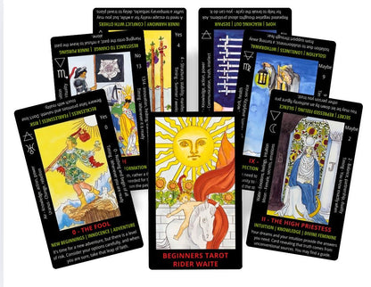 Beginner's Rider Waite Tarot Deck with Meanings - Includes Velvet Bag & Ebook