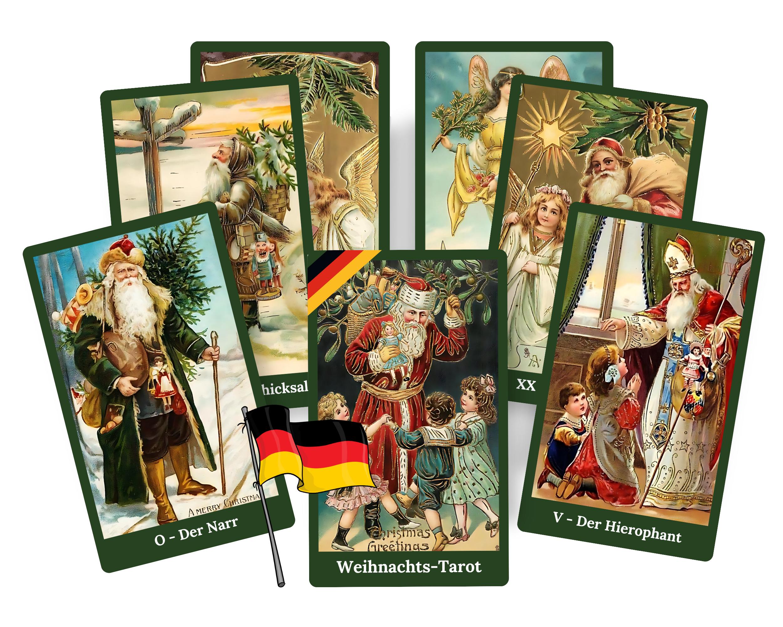 Christmas Tarot Deck with Guidance. Novelty Fortune Telling Cards. Vintage Christmas gift - GERMAN