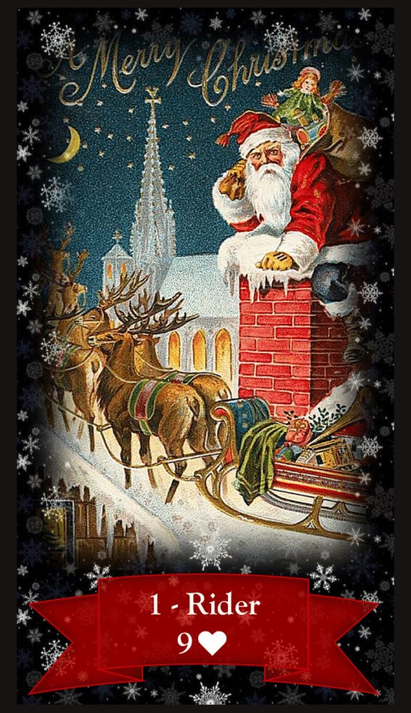Christmas Lenormand cards oracle deck. Vintage fortune telling cards
