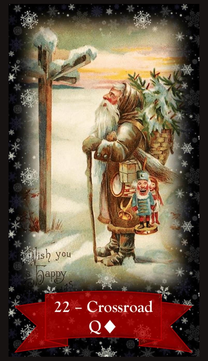 Christmas Lenormand cards oracle deck. Vintage fortune telling cards
