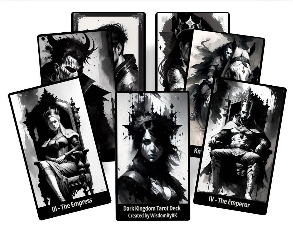 Dark Kingdom Tarot deck. Black and White tarot cards