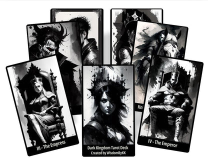 Dark Kingdom Tarot deck. Black and White tarot cards