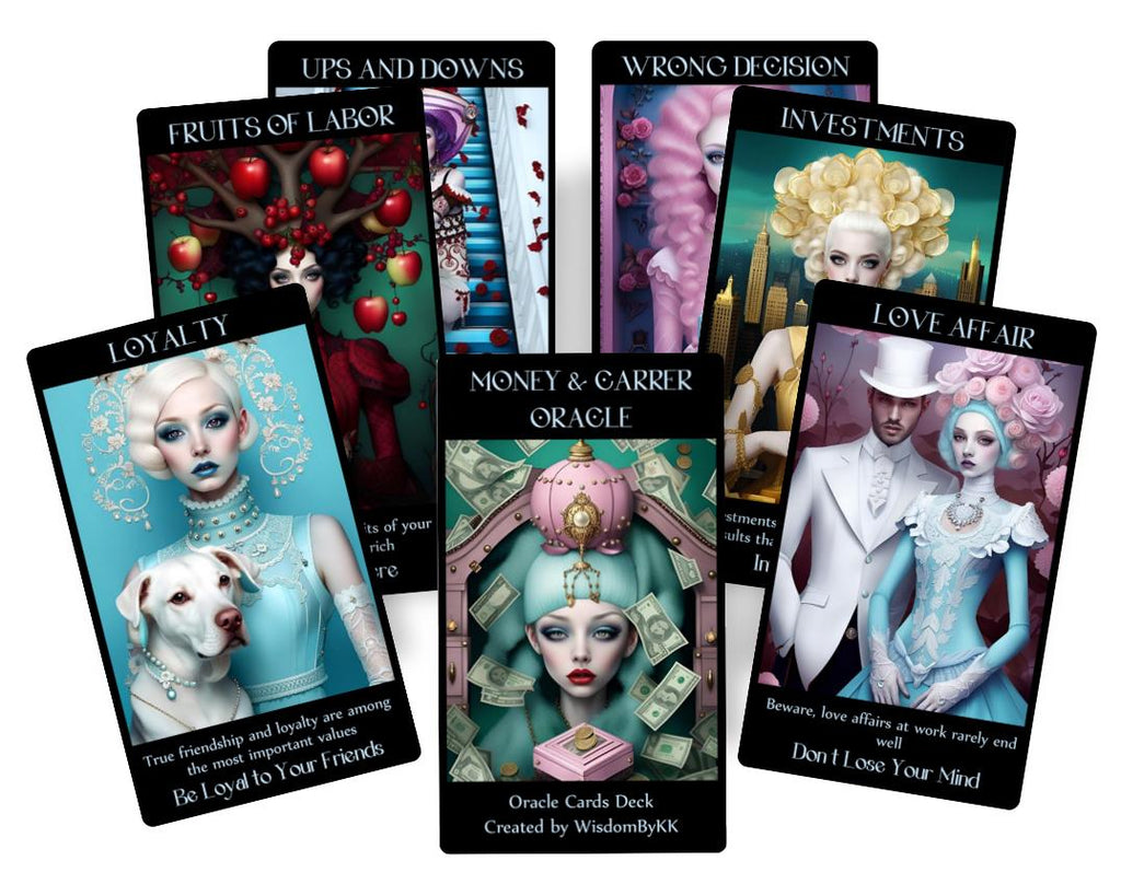 Money and Career Oracle cards deck. Surreal art