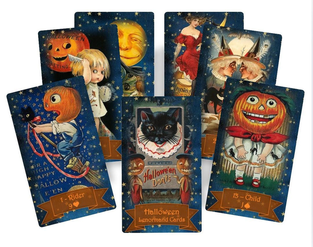 Halloween Lenormand oracle deck. Vintage cards