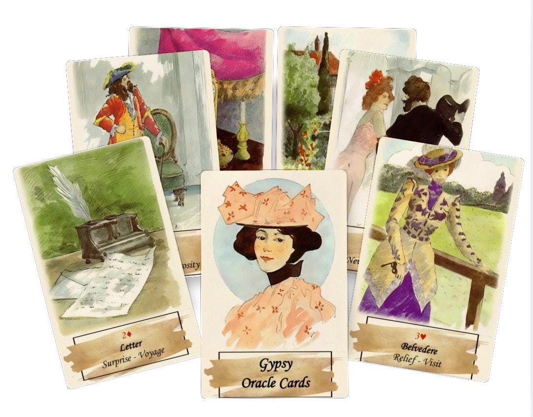 Gypsy oracle deck. Fortune telling playing cards.