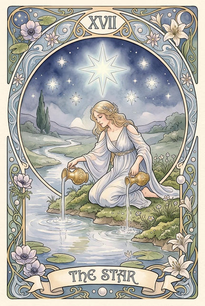 Art Nouveau Tarot Deck – 78 Card Botanical Tarot with Guide, Rider-Waite Inspired Divination Deck