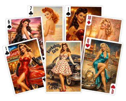 Rockabilly Girls Playing Cards – Retro Pin-Up Card Set – Vintage Gift for Retro Lovers