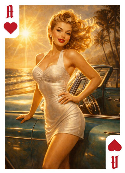 Rockabilly Girls Playing Cards – Retro Pin-Up Card Set – Vintage Gift for Retro Lovers
