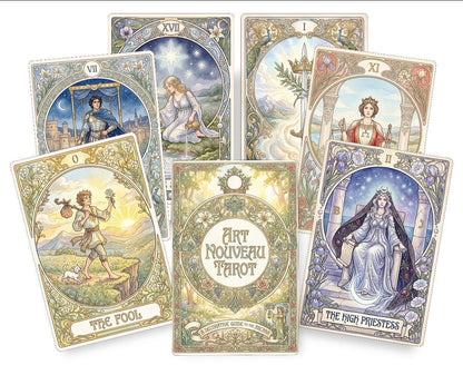 Art Nouveau Tarot Deck – 78 Card Botanical Tarot with Guide, Rider-Waite Inspired Divination Deck