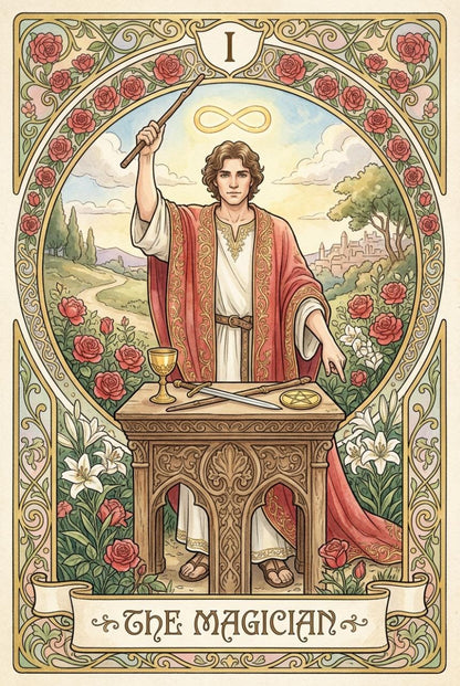 Art Nouveau Tarot Deck – 78 Card Botanical Tarot with Guide, Rider-Waite Inspired Divination Deck