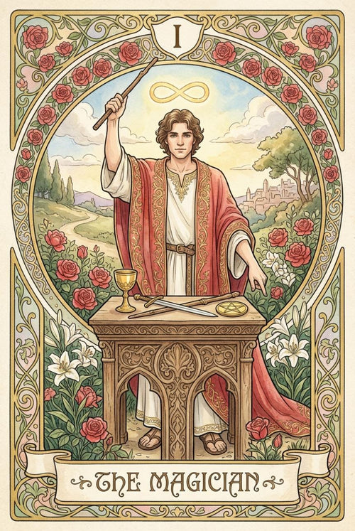 Art Nouveau Tarot Deck – 78 Card Botanical Tarot with Guide, Rider-Waite Inspired Divination Deck