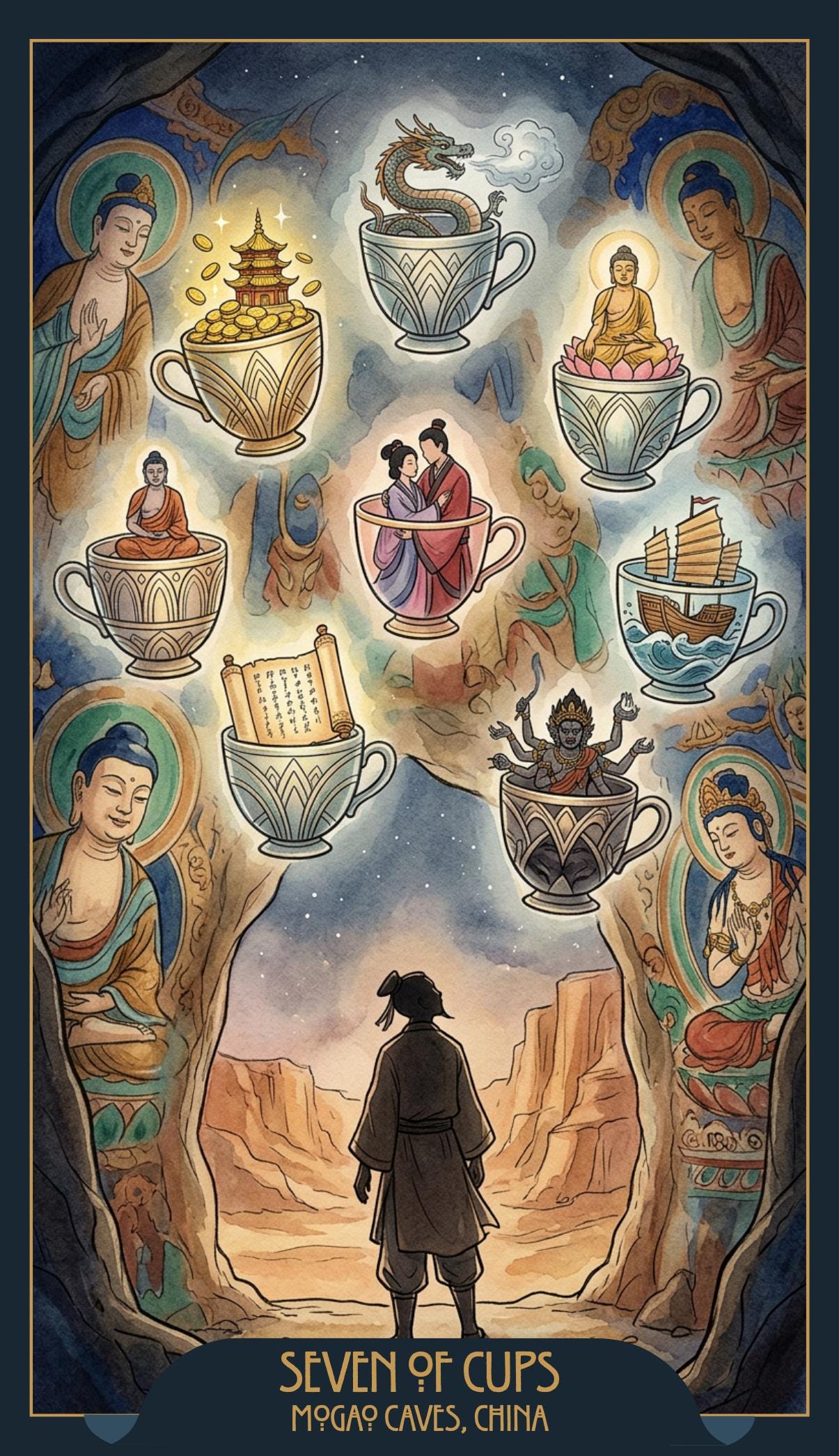 Sacred Atlas Tarot – 78 Card Art Deco Tarot Deck with QR Code Guidance